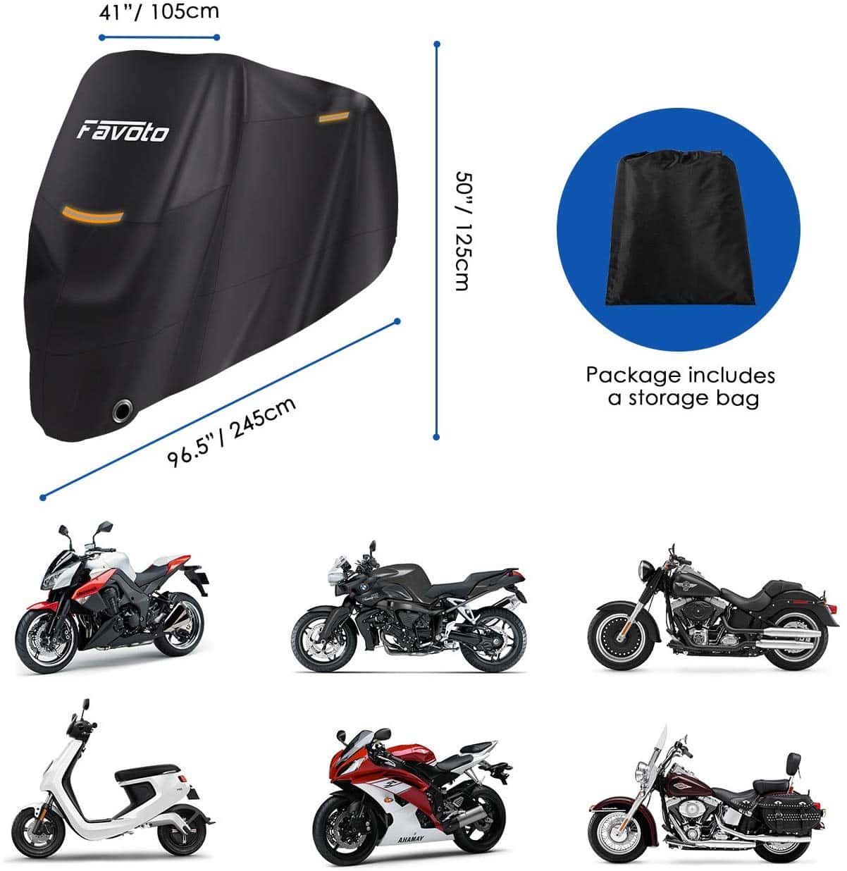 Housse De Protection Moto Suzuki GSX S750 - Tissu Oxford 210D Imperméable Et Respirant - Bâche Anti-UV Et Anti-Poussière Avec Bande Réfléchissante