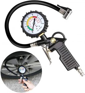 camion et instrument de mesure de pression des pneus pour véhicules Grbewbonx Manomètre de pression des pneus robuste avec tuyau en caoutchouc pour tout type de voiture 